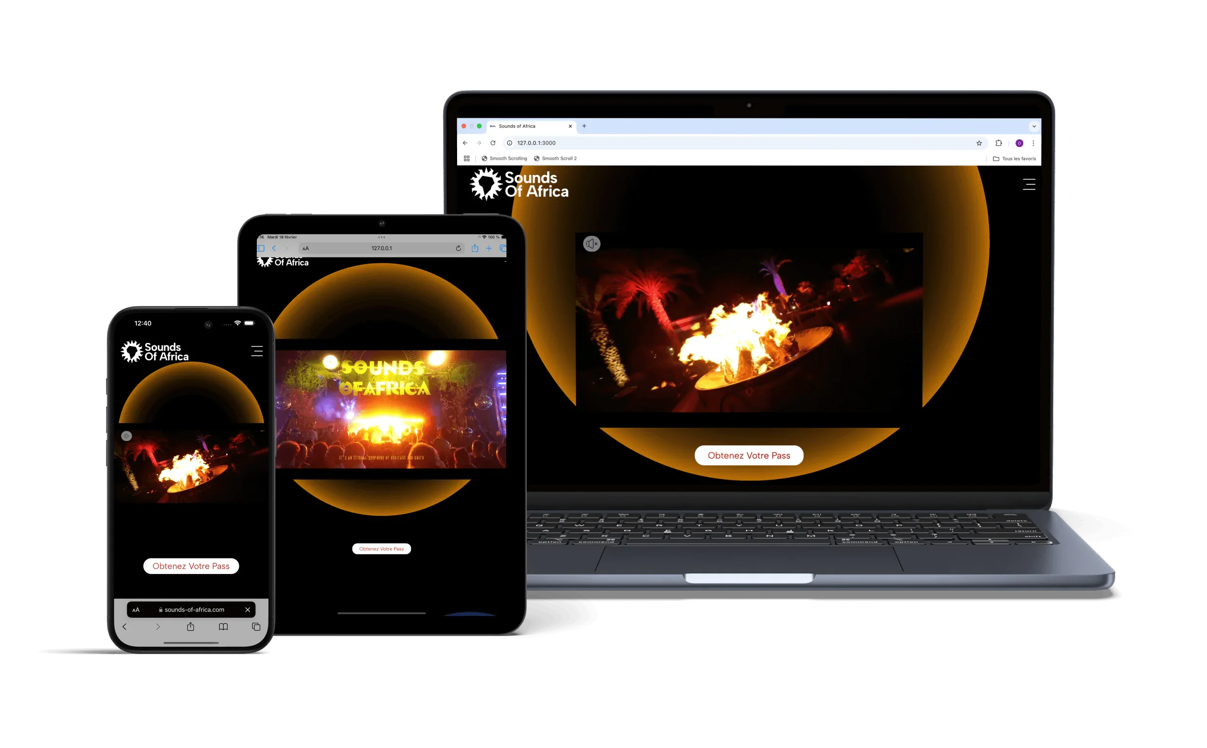 Mock up site web Sounds of Africa